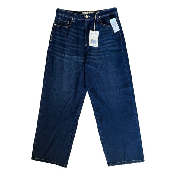 Indigo Rein NWT Wide Leg Denim Dad Jeans Womens Size 13 W30 Blue Dark Wash Retro - Picture 1 of 10